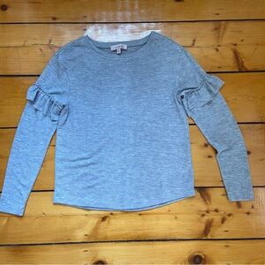 Philosophy Women's Ruffled Sleeve Gray Lightweight Crewneck Sweater Size Small